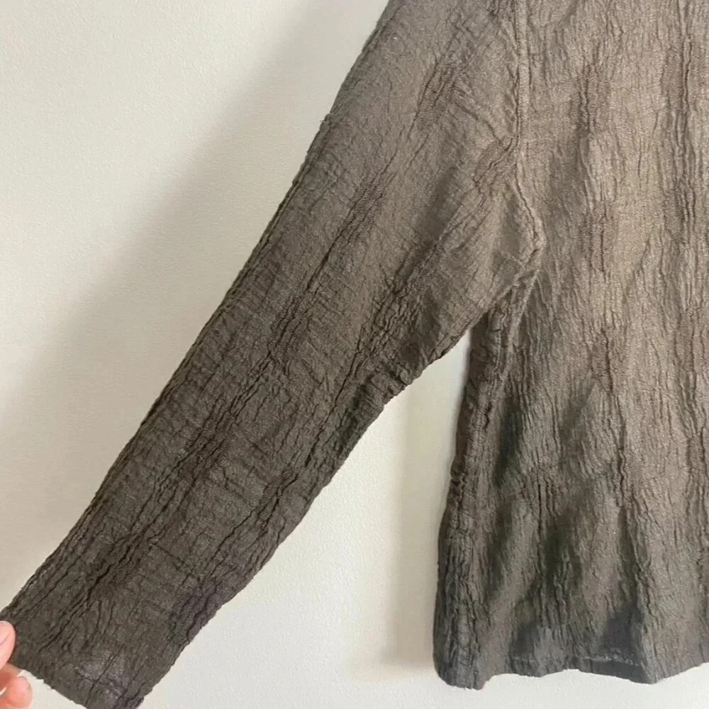 Flax Brown Crinkle Linen Top - Picture 8 of 11